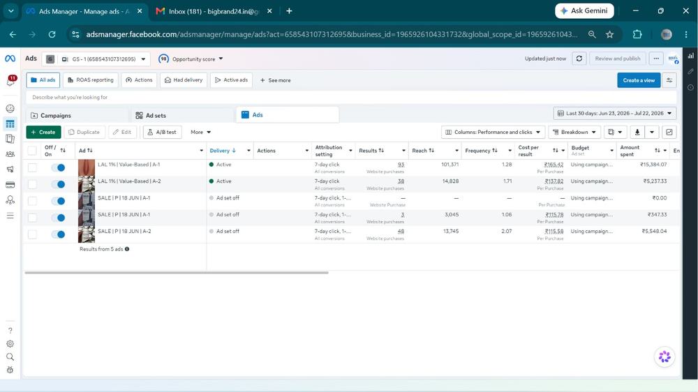 Meta Ads ROAS and purchase tracking